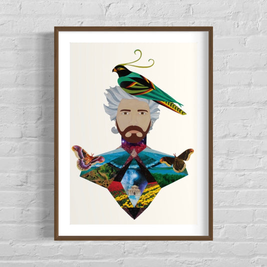 Bird Man, original mixed media painting