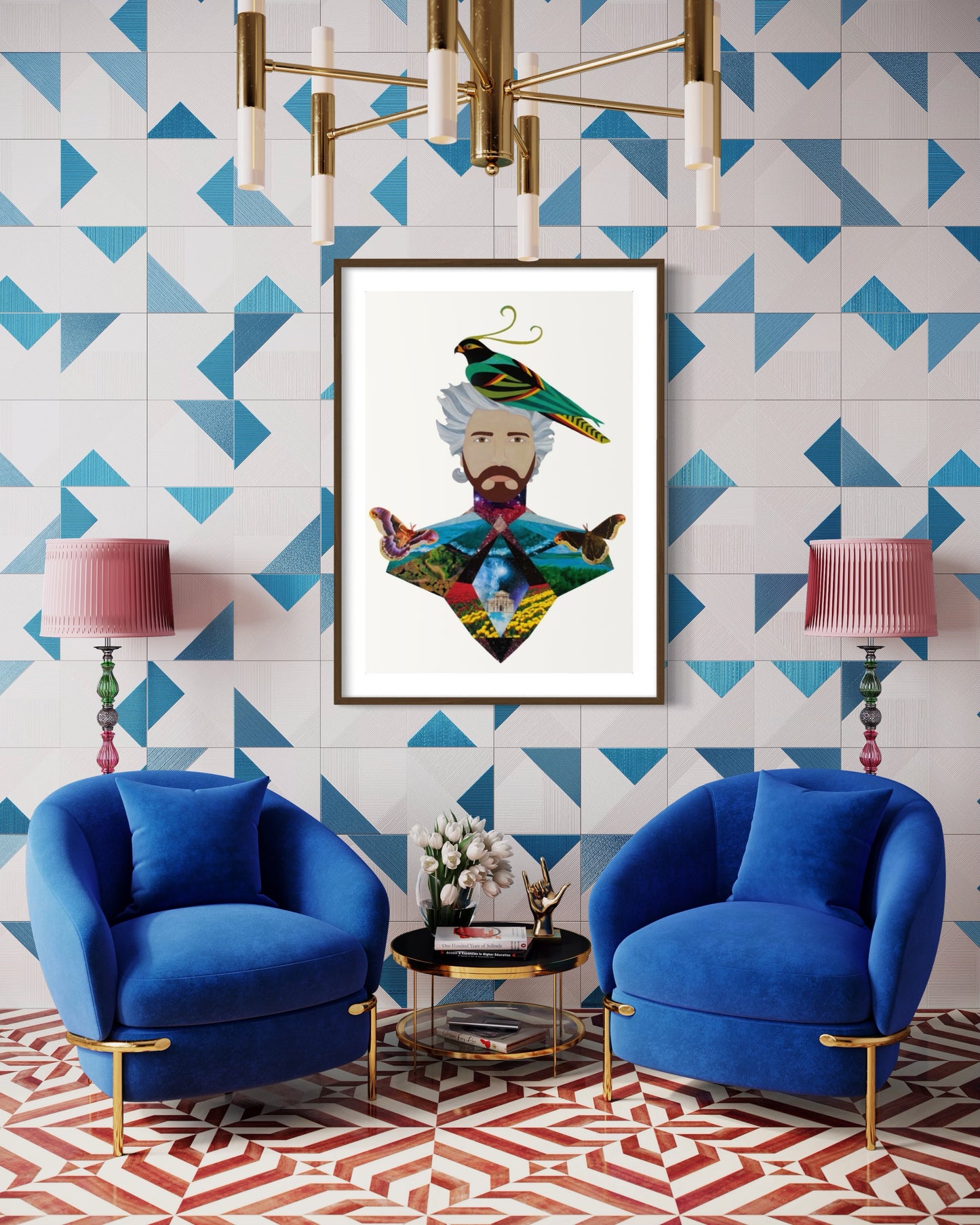 Bird Man, original mixed media painting